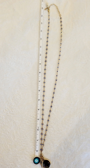 Macy's Gold & Blue Cabochon Necklace - Picture 2 of 7